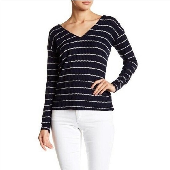 Chaser navy striped viscose strappy back top - Picture 3 of 11